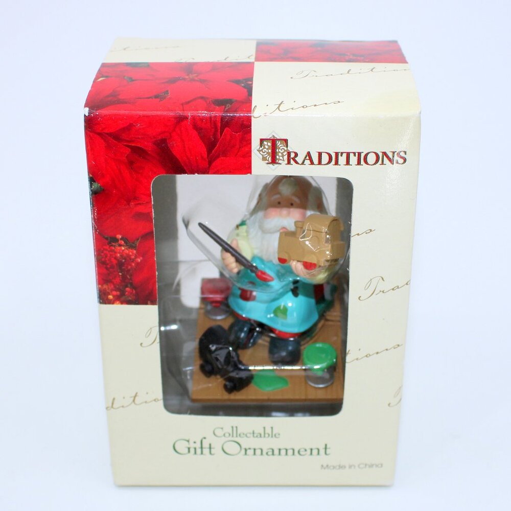 Traditions Ornament Santa Painting A Toy Train Collectible